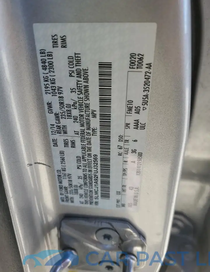 5LMCJ1A92FUJ32569# 13