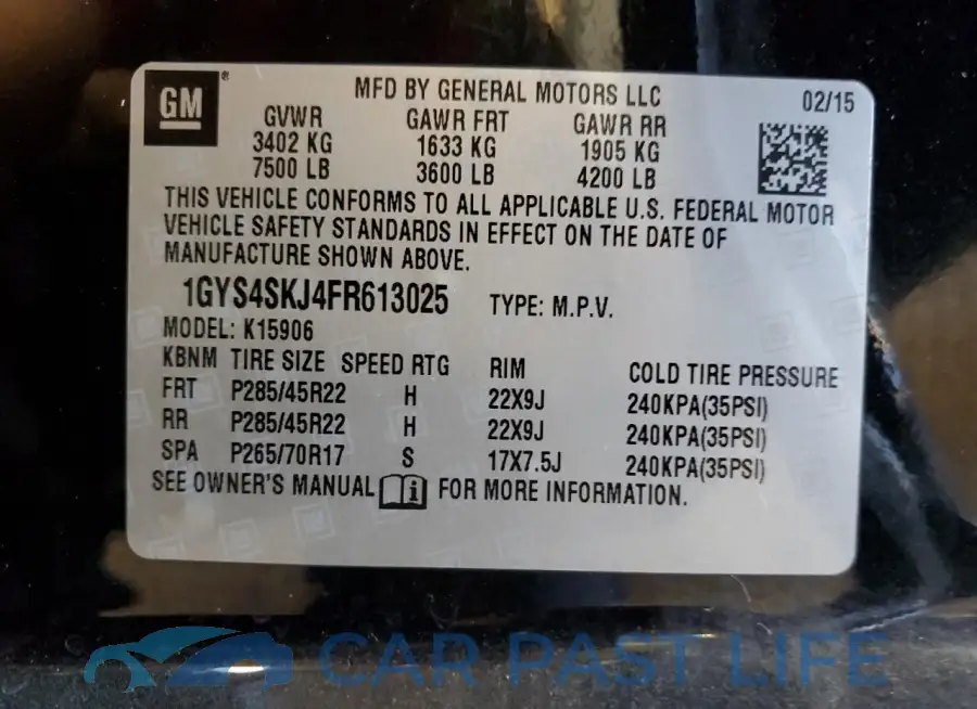 1GYS4SKJ4FR613025# 13