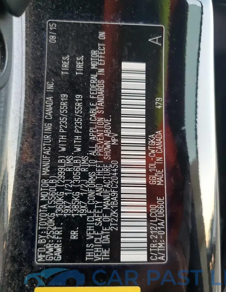2T2ZK1BA9FC204450# 14
