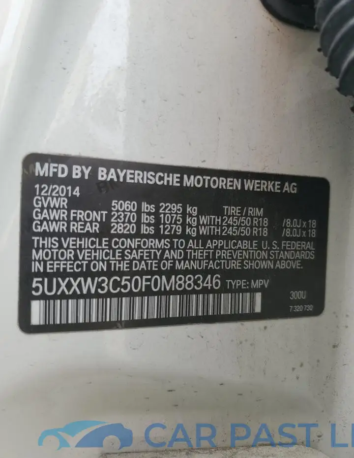 5UXXW3C50F0M88346# 12