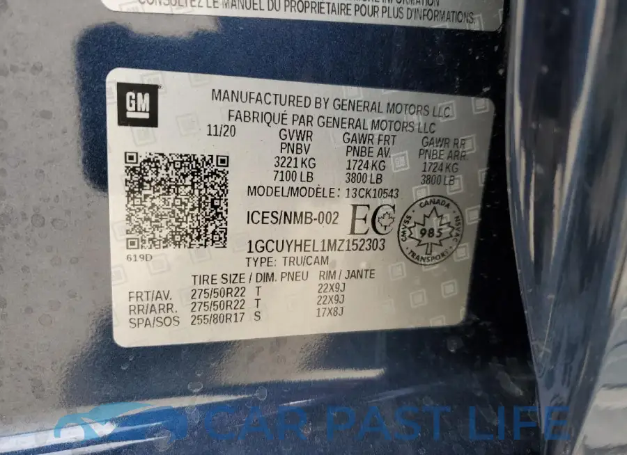 1GCUYHEL1MZ152303# 12