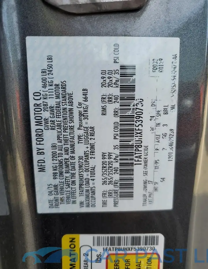 1FATP8UHXF5390730# 12