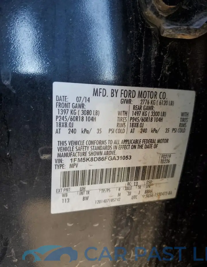1FM5K8D86FGA31053# 13