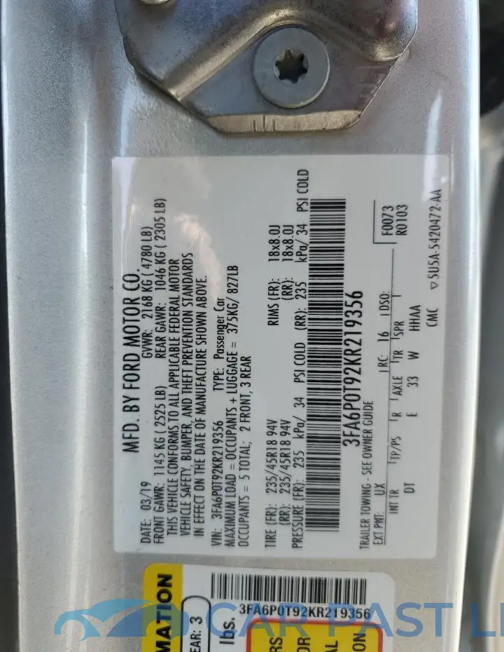 3FA6P0T92KR219356# 13