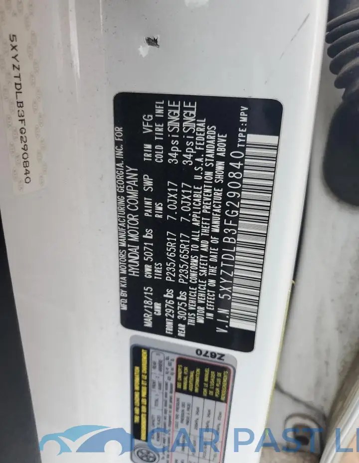 5XYZTDLB3FG290840# 12