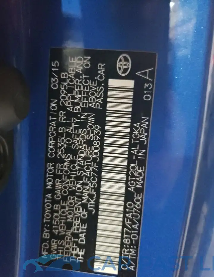 JTKJF5C77FJ008939# 12