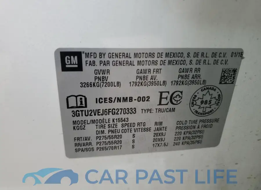 3GTU2VEJ6FG270333# 12
