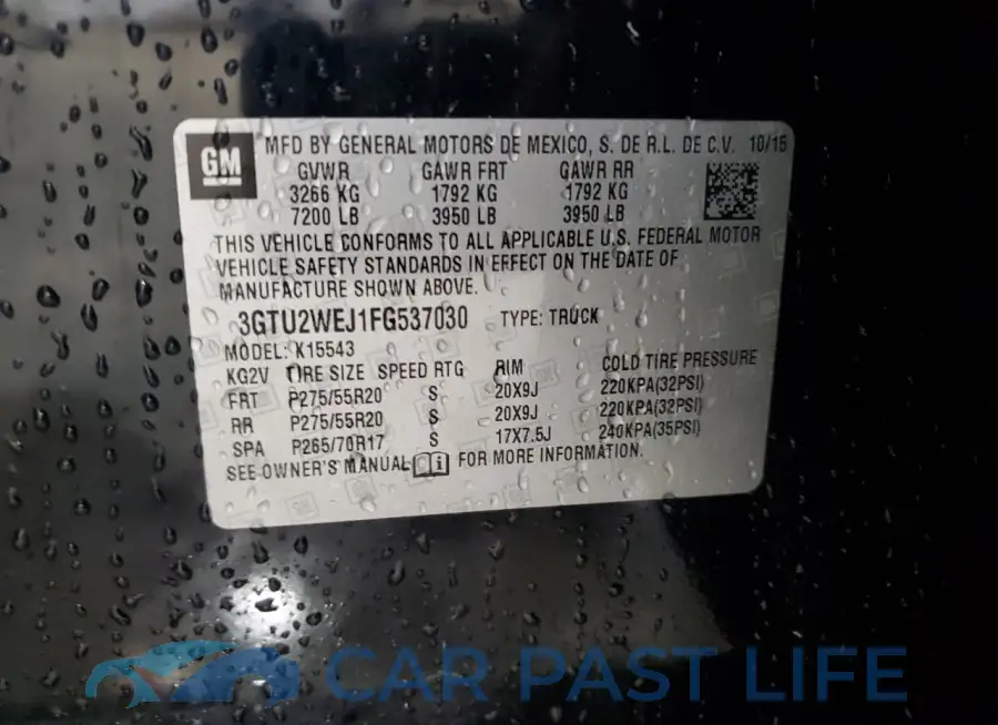 3GTU2WEJ1FG537030# 12