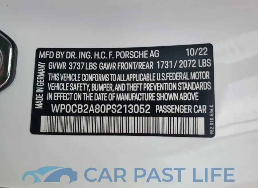 WP0CB2A80PS213052# 13