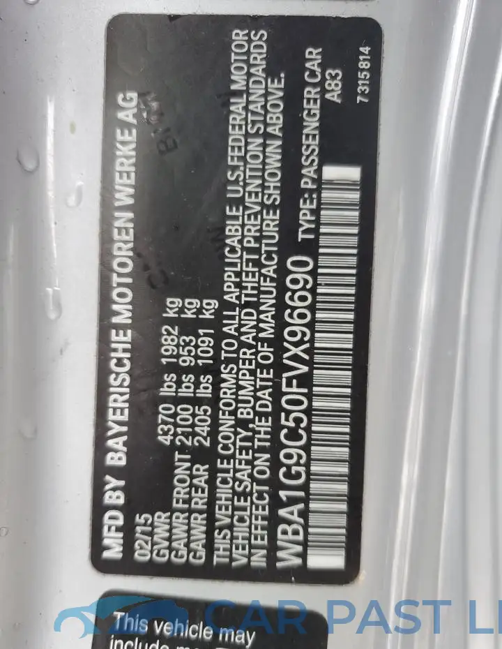 WBA1G9C50FVX96690# 12