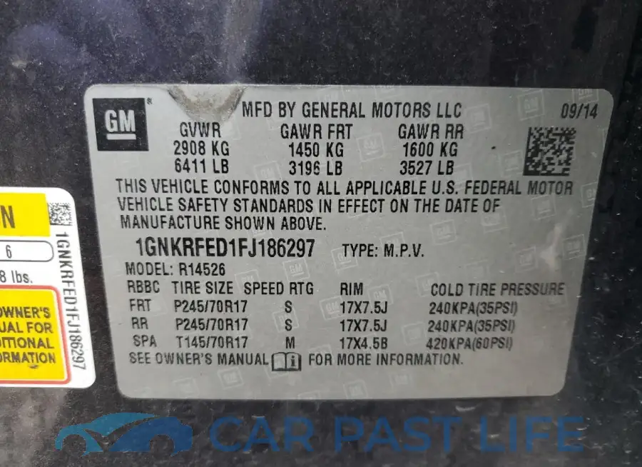 1GNKRFED1FJ186297# 13