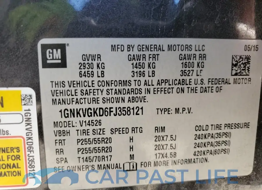 1GNKVGKD6FJ358121# 13