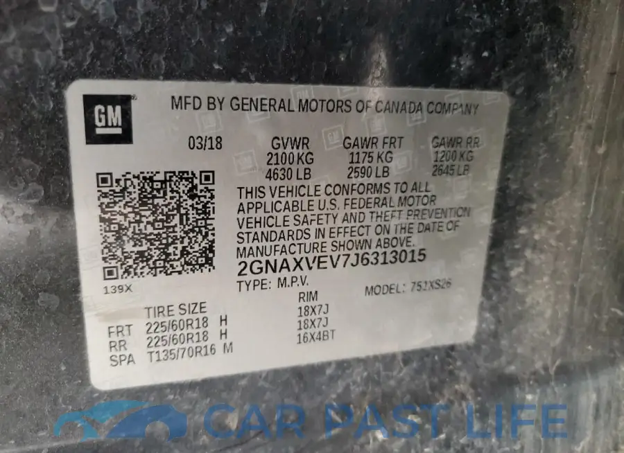 2GNAXVEV7J6313015# 13