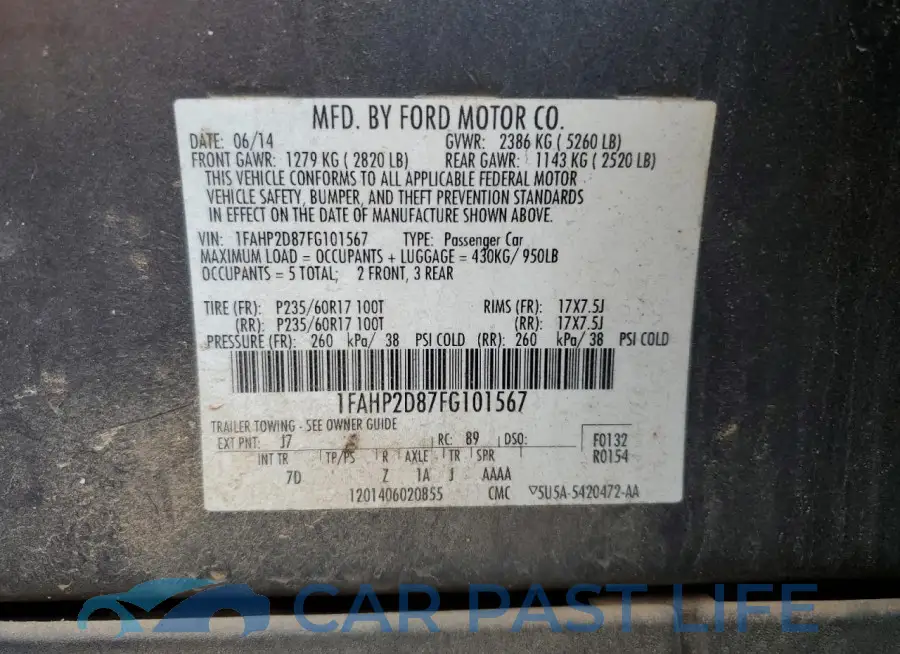 1FAHP2D87FG101567# 12