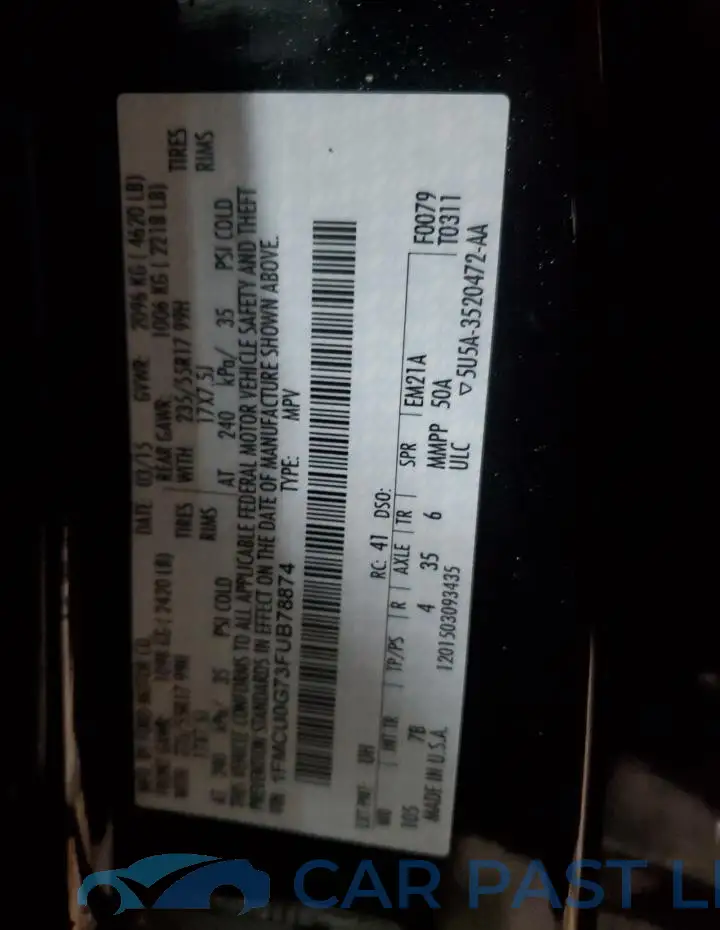 1FMCU0G73FUB78874# 14