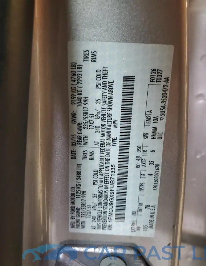 1FMCU9GX9FUB71335# 13