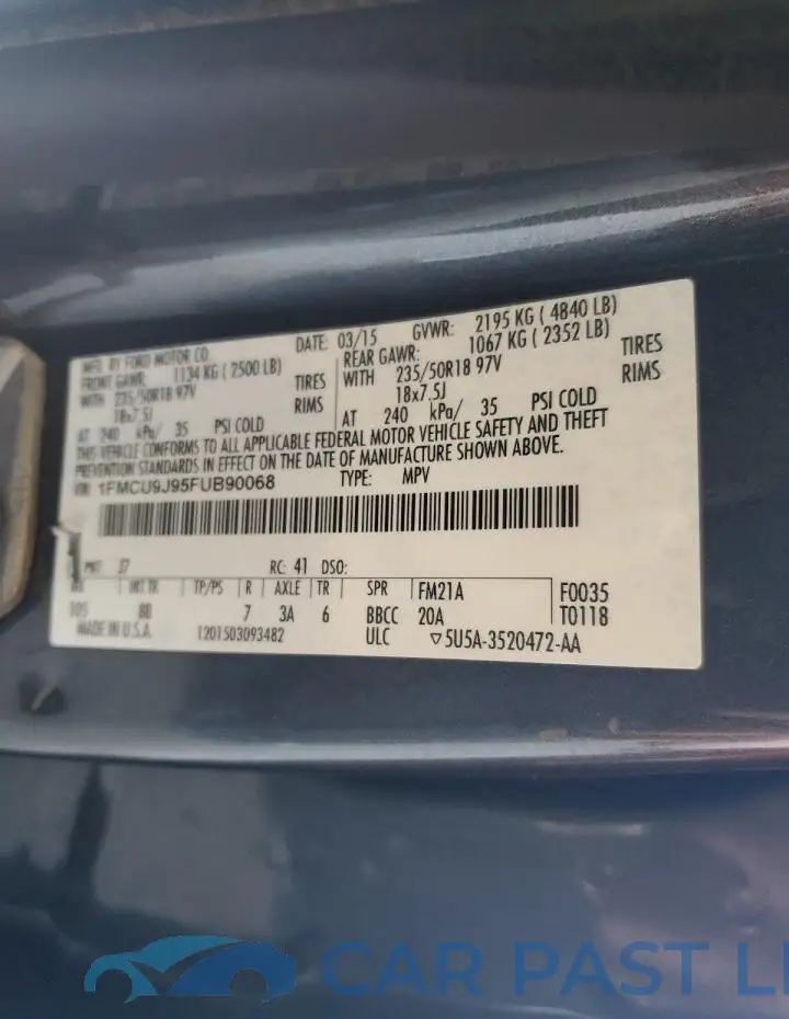 1FMCU9J95FUB90068# 13