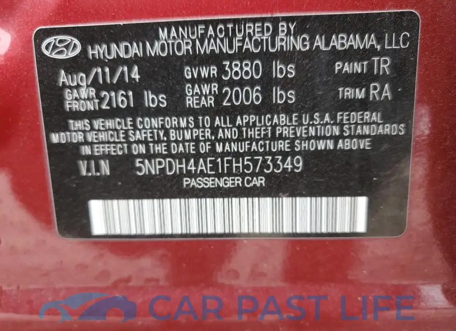 5NPDH4AE1FH573349# 12