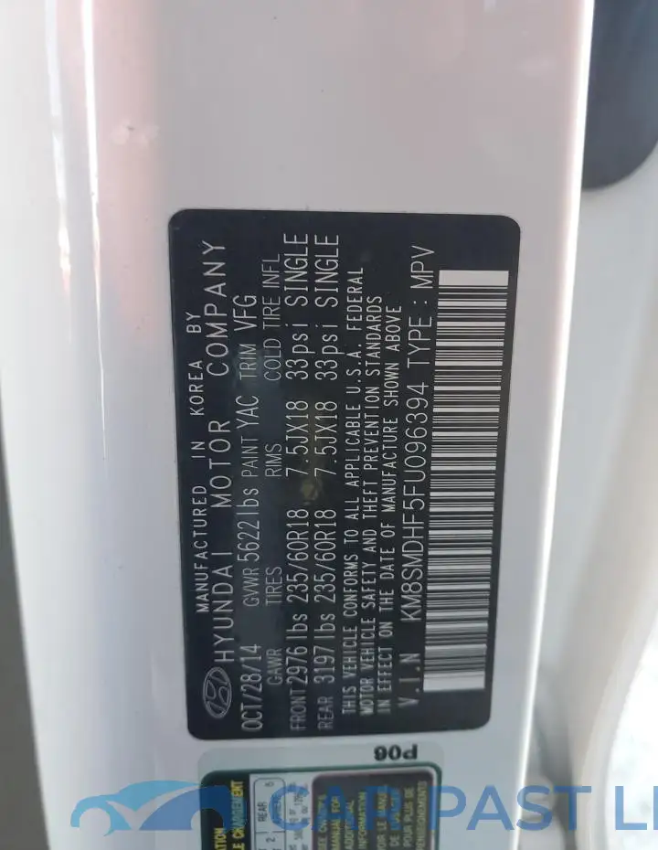 KM8SMDHF5FU096394# 13