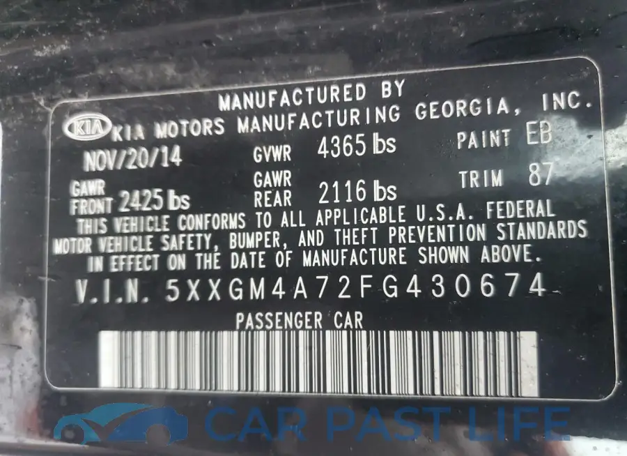 5XXGM4A72FG430674# 12