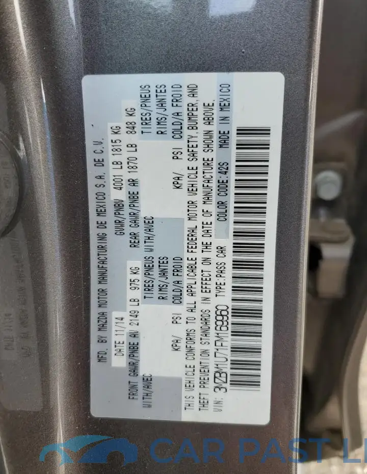 3MZBM1U71FM169960# 12