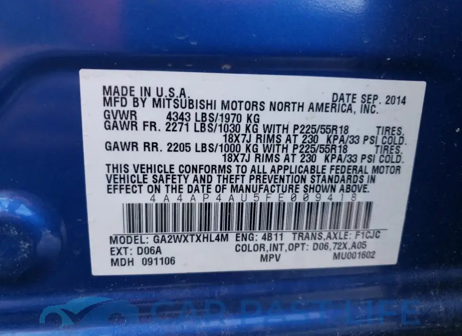 4A4AP4AU5FE009418# 12