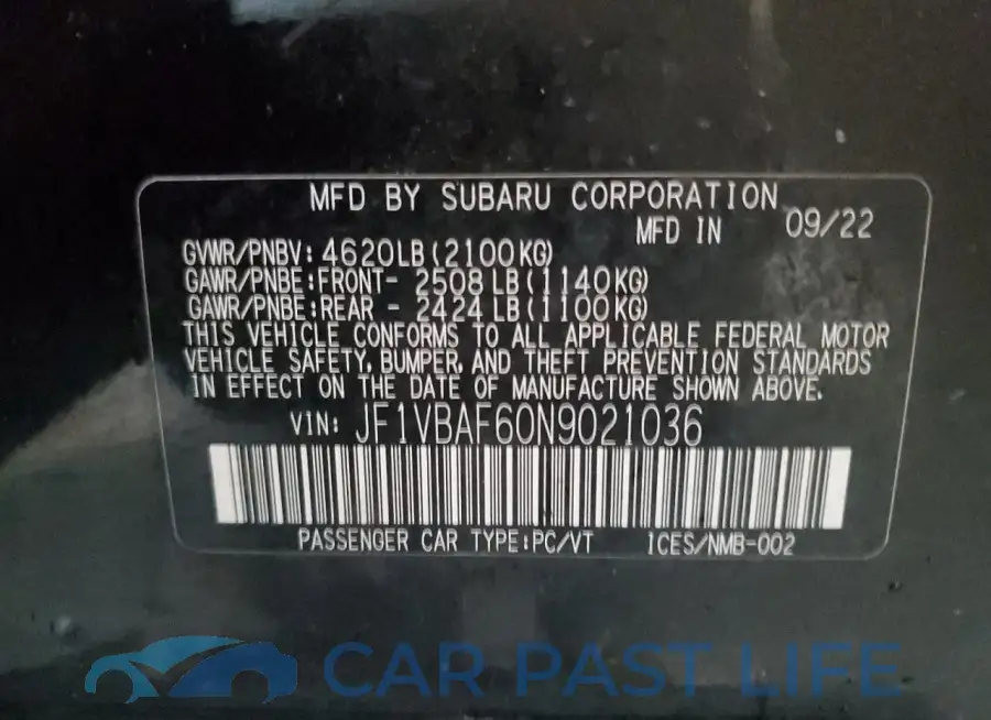 JF1VBAF60N9021036# 13