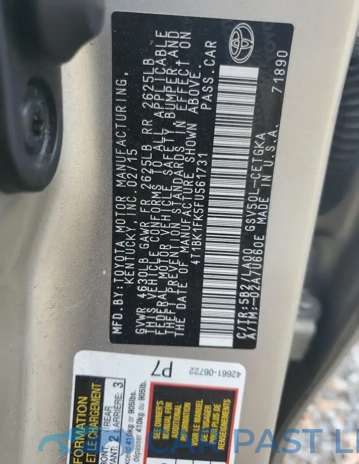 4T1BK1FK5FU561731# 12