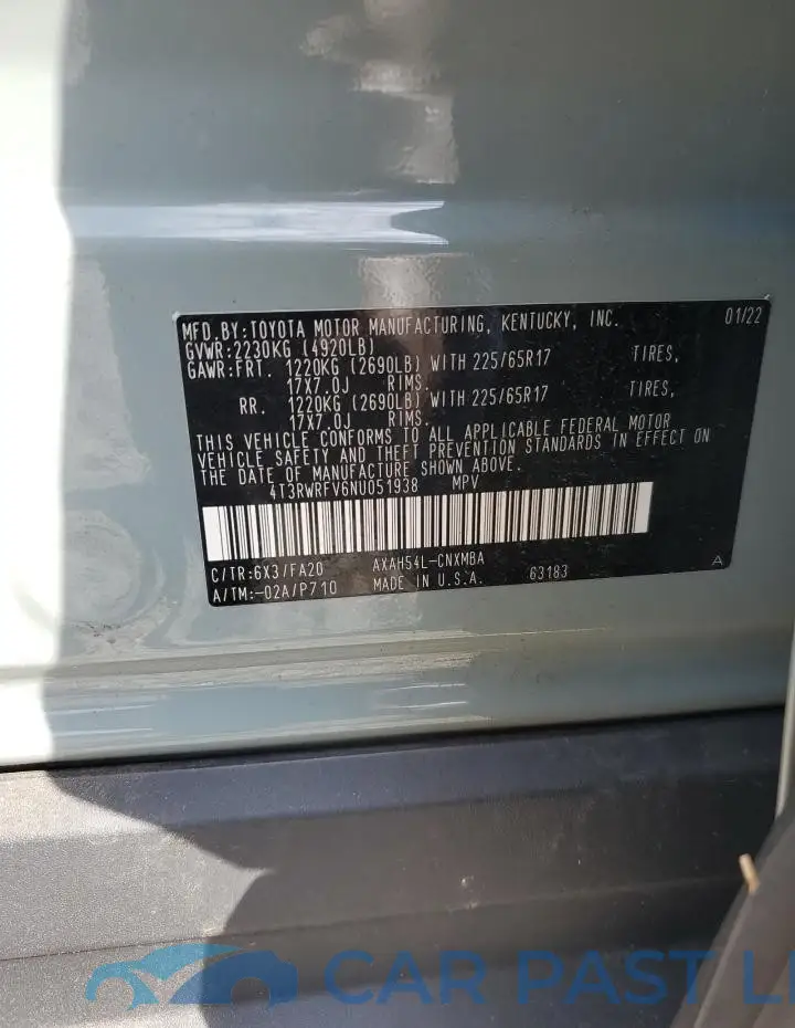 4T3RWRFV6NU051938# 13