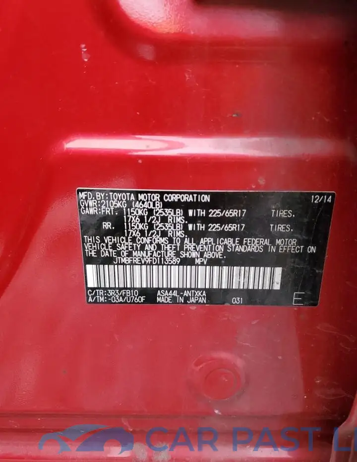 JTMBFREV9FD113589# 13