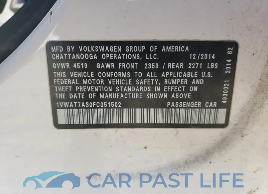 1VWAT7A30FC051502# 12