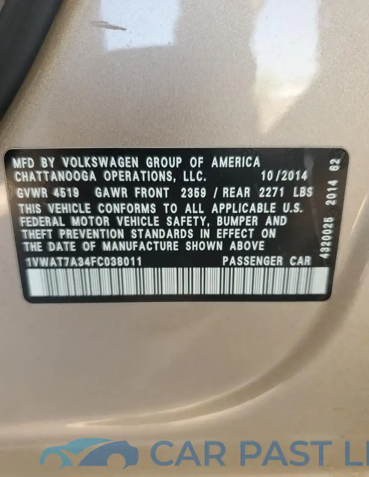1VWAT7A34FC038011# 12
