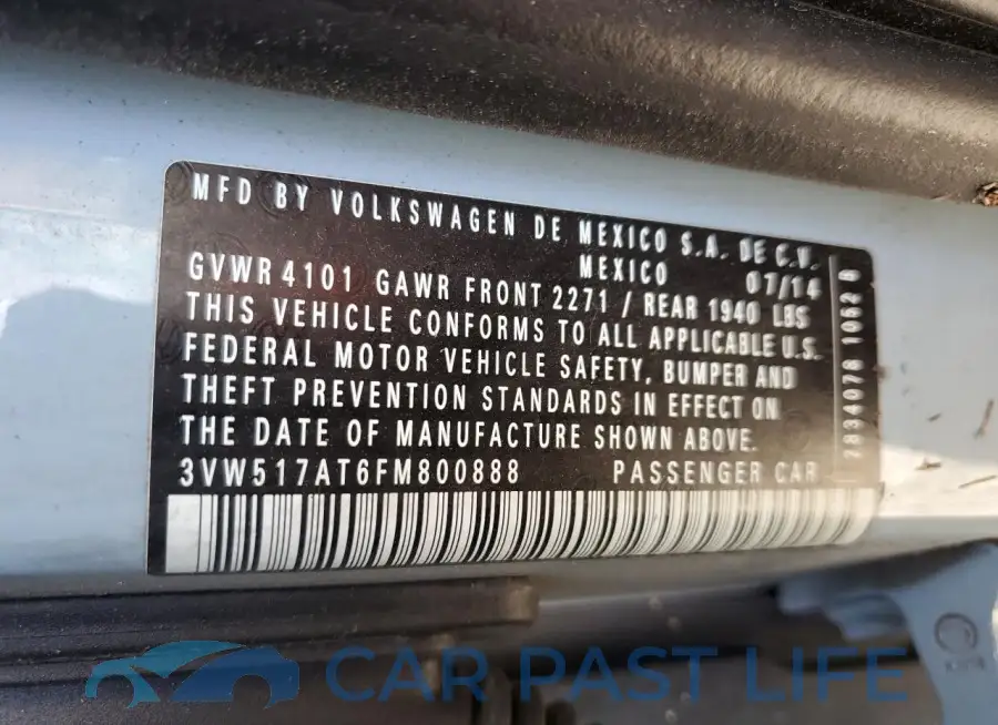 3VW517AT6FM800888# 13