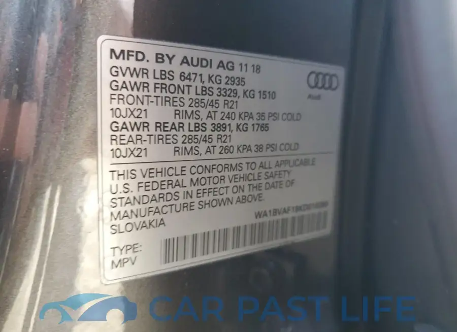 WA1BVAF19KD018390# 13