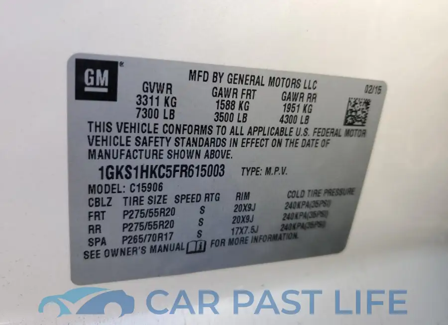 1GKS1HKC5FR615003# 13