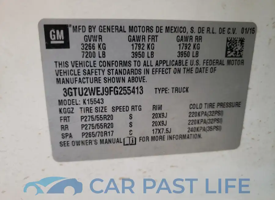 3GTU2WEJ9FG255413# 12