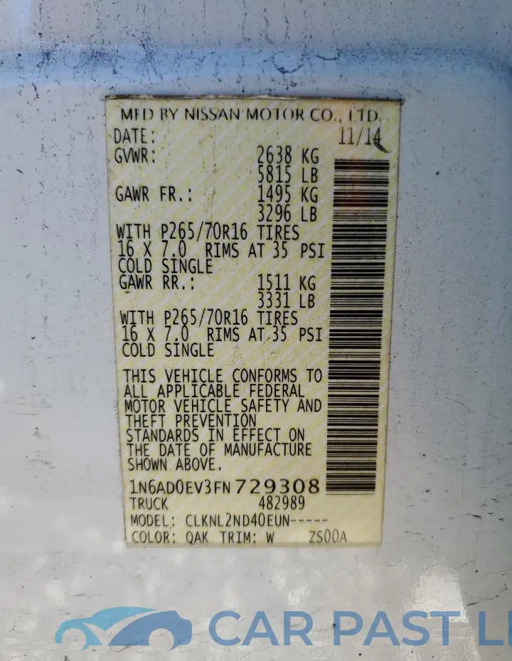 1N6AD0EV3FN729308# 12