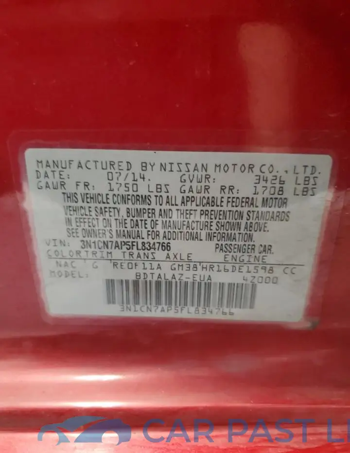 3N1CN7AP5FL834766# 13