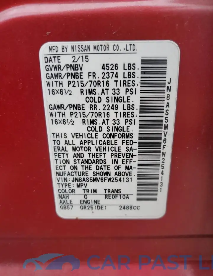 JN8AS5MV6FW254131# 13