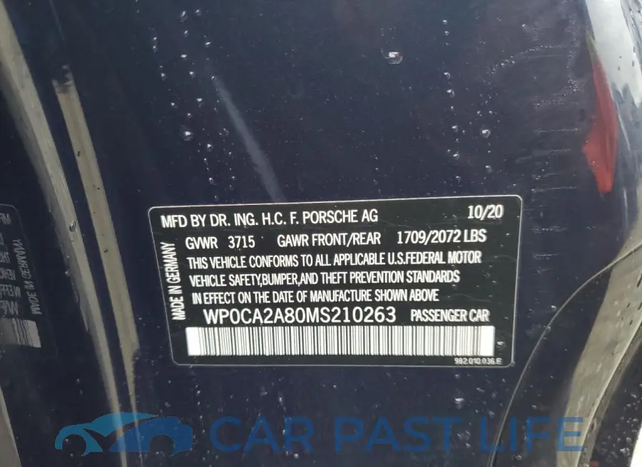WP0CA2A80MS210263# 13