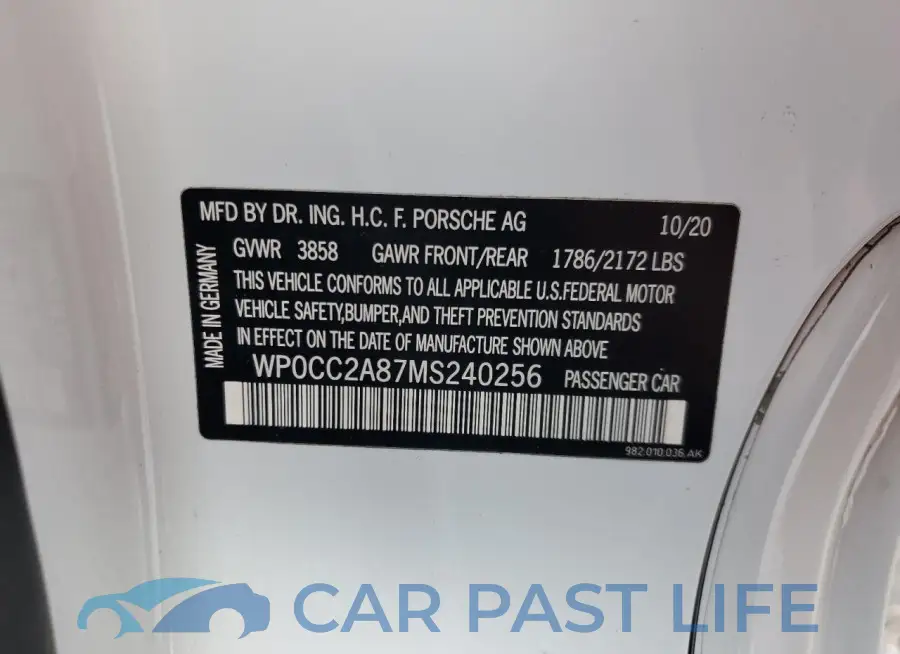 WP0CC2A87MS240256# 12