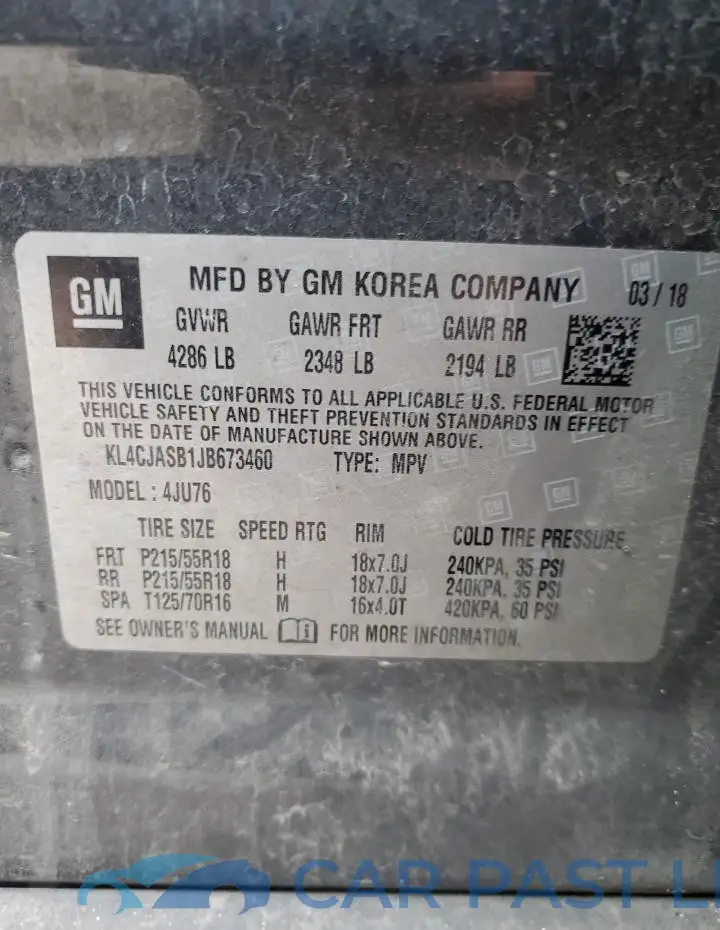 KL4CJASB1JB673460# 12