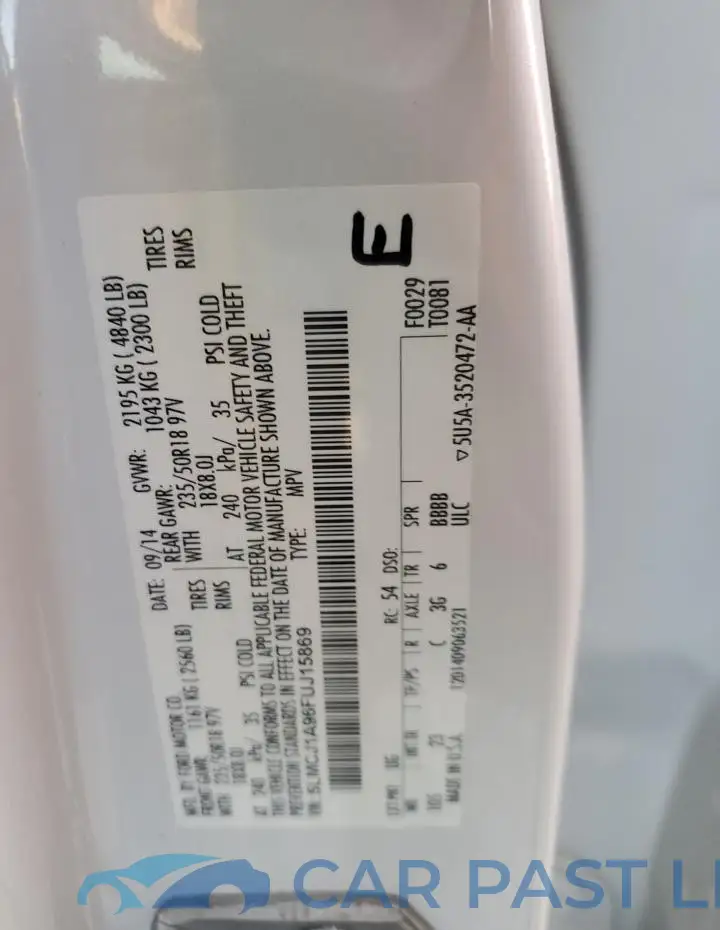 5LMCJ1A96FUJ15869# 12