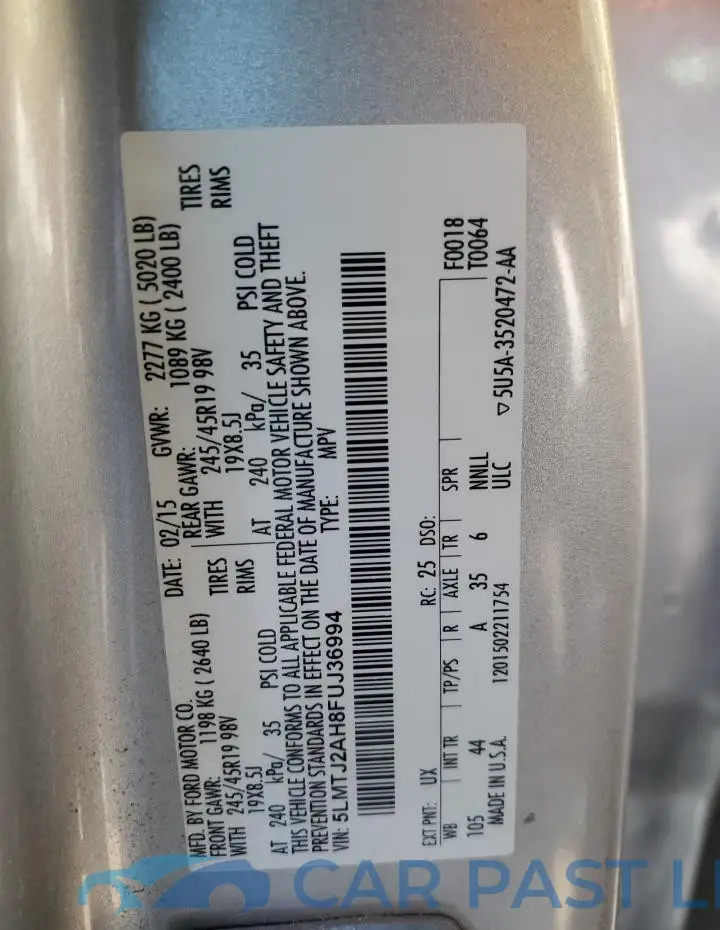 5LMTJ2AH8FUJ36994# 13