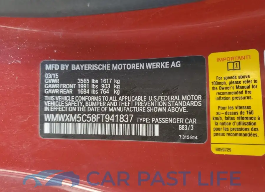WMWXM5C58FT941837# 12