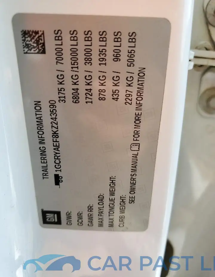 1GCRYAEF8KZ243590# 12