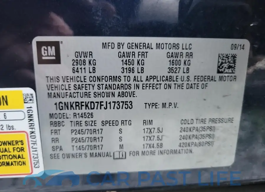 1GNKRFKD7FJ173753# 10