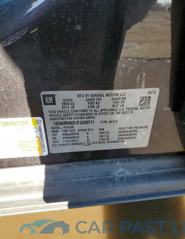 1GNKRHKD1FJ349711# 13