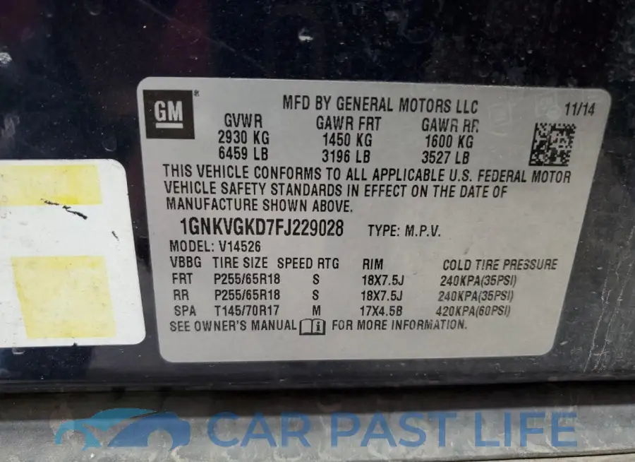 1GNKVGKD7FJ229028# 13