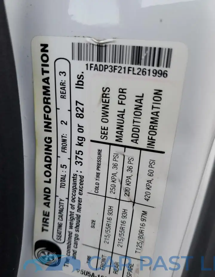 1FADP3F21FL261996# 12